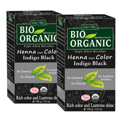 Bio Organic Indigo Black Henna Hair Color - Pack of 2