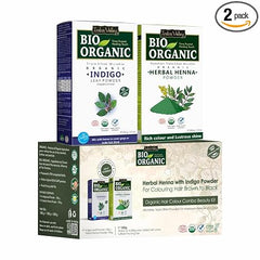 100% Pure Indigo Powder & Herbal Henna Powder Hair Color Combo Kit