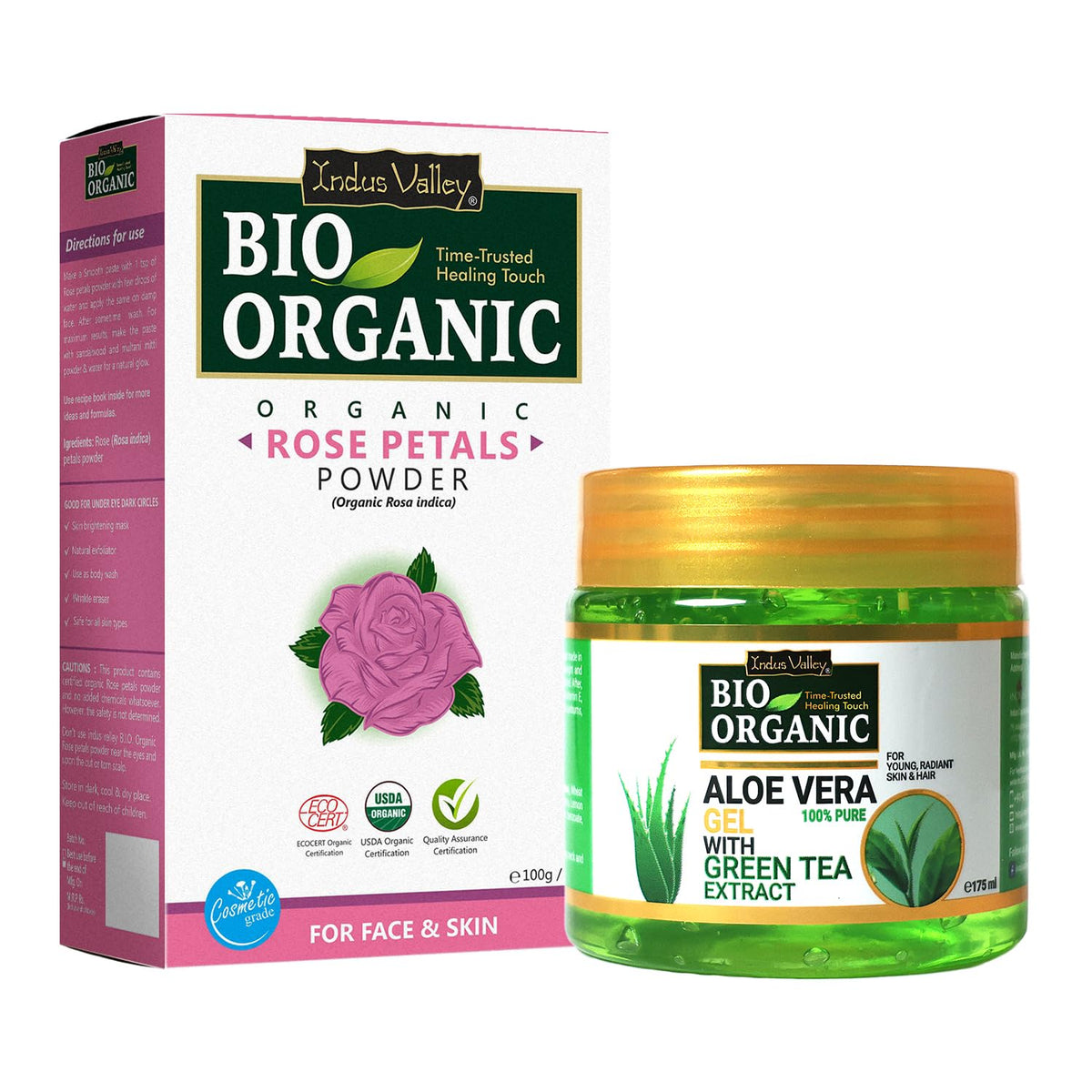 Rose Petal Powder and Aloe Vera Gel Combo