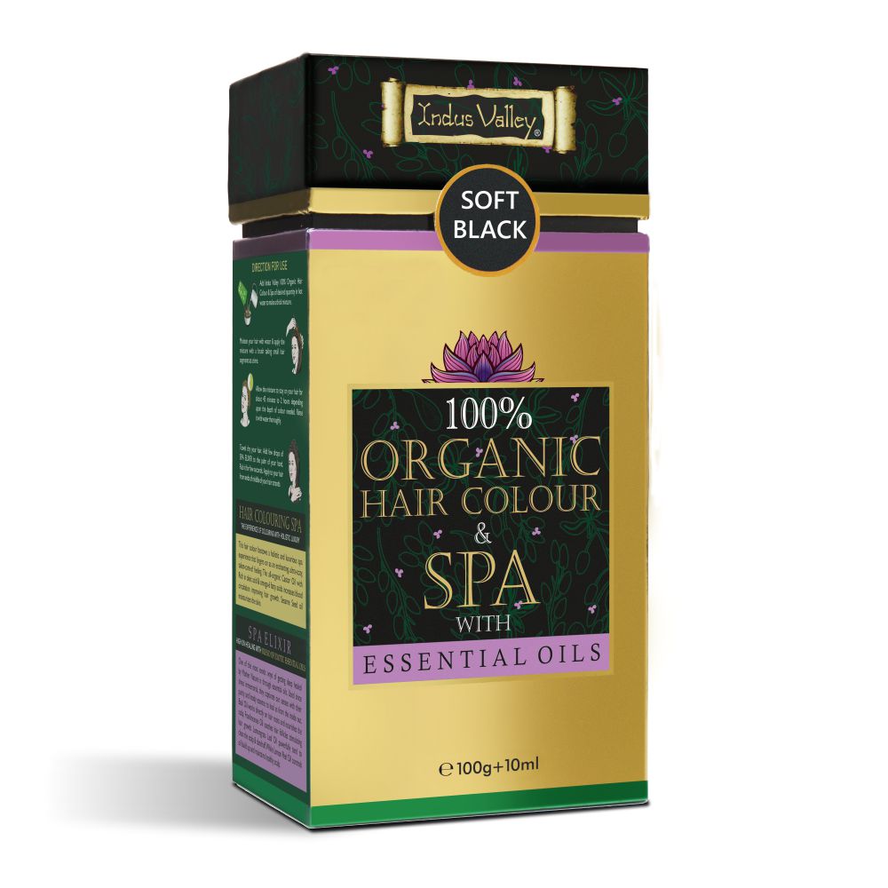 100% Organic Soft Black Hair Color & Spa with Essential Oils - (Net Quantity: 100g +10ml)